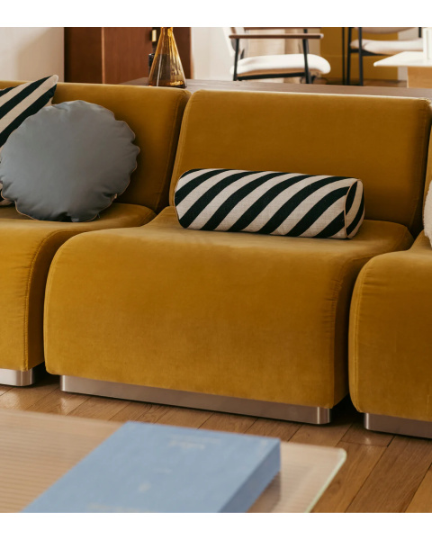 Mustard Velvet Corner Module with Steel Base