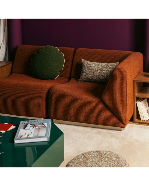 Module d'angle marron chenille côtelée socle acier Module d'angle marron chenille côtelée socle acier