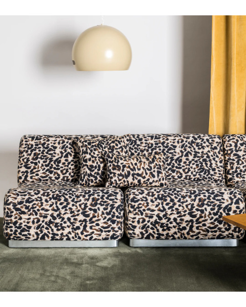 Module d'angle léopard coton jacquard socle bois Module d'angle léopard coton jacquard socle bois
