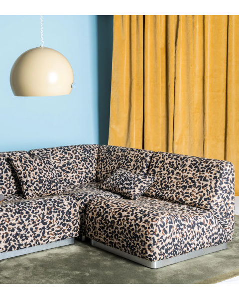 Module d'angle léopard coton jacquard socle bois Module d'angle léopard coton jacquard socle bois