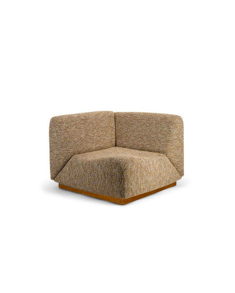 Module d'angle effet tweed marron et vert socle bois Module d'angle effet tweed marron et vert socle bois