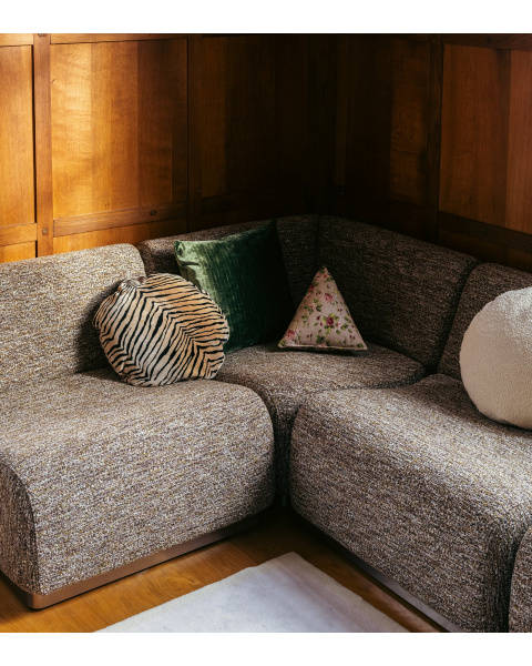 Module d'angle effet tweed marron et vert socle acier Module d'angle effet tweed marron et vert socle acier