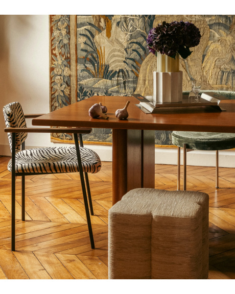 Pio Chair brown wood tiger velvet