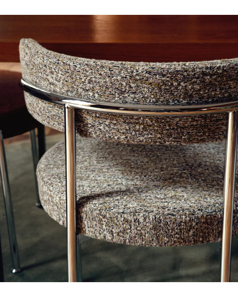 Libera bar chair in chrome metal with brown and green tweed effect - 65cm Libera bar chair in chrome metal with brown and green tweed effect - 65cm