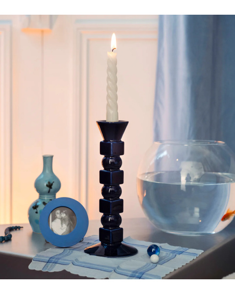 Bougeoir Anna bleu nuit grand format