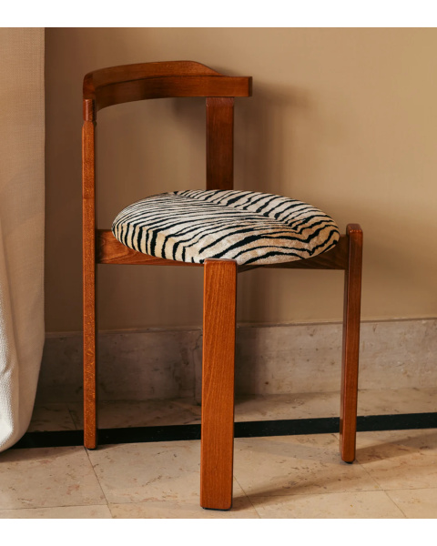 Chaise Laura bois brun velours tigre