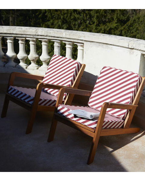 Gloria outdoor armchair in burgundy stripes Gloria outdoor armchair in burgundy stripes