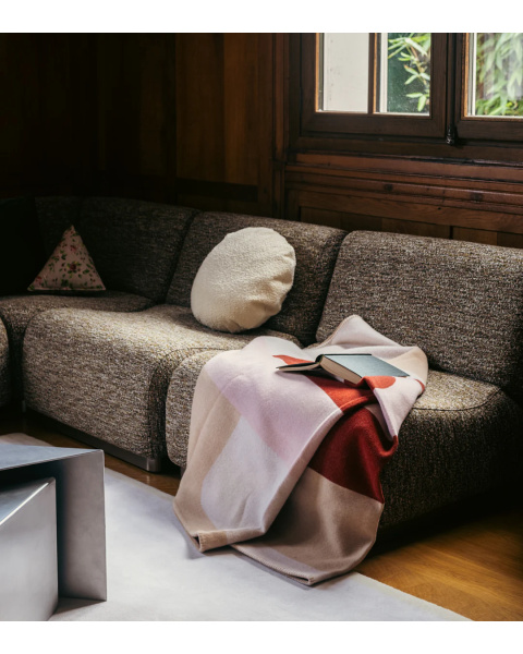Pouf effet tweed marron et vert socle acier Pouf effet tweed marron et vert socle acier