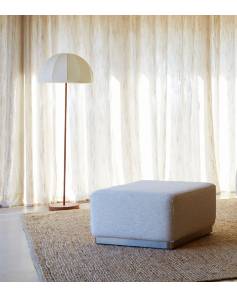 Pouf Rotondo tissu tramé crème - socle bois Pouf Rotondo tissu tramé crème - socle bois