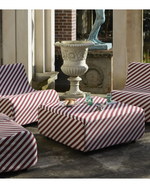 Pouf Rotondo d'extérieur à rayures bordeaux Pouf Rotondo d'extérieur à rayures bordeaux