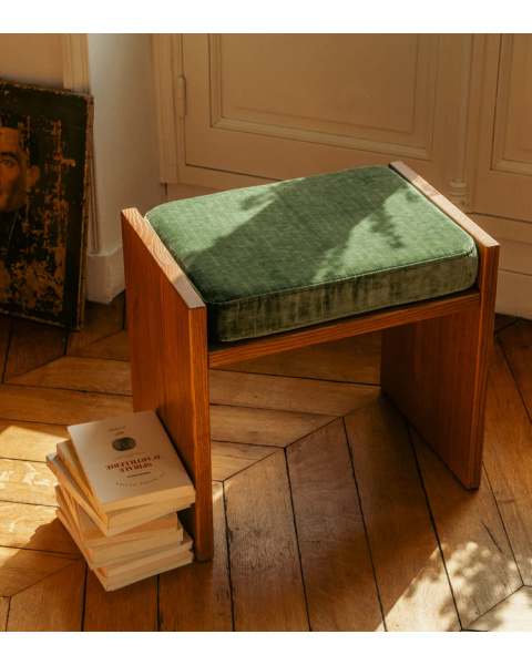 Chiesa Stool in Shiny Olive Green Velvet Chiesa Stool in Shiny Olive Green Velvet