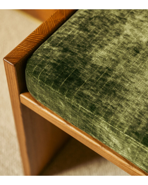 Chiesa Stool in Shiny Olive Green Velvet Chiesa Stool in Shiny Olive Green Velvet