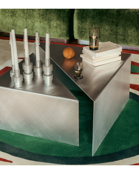 Duo triangular coffee table Triangolo brushed aluminum Duo triangular coffee table Triangolo brushed aluminum