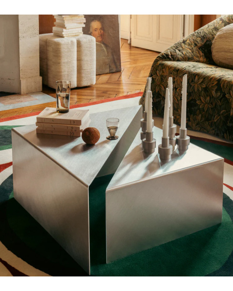 Duo triangular coffee table Triangolo brushed aluminum Duo triangular coffee table Triangolo brushed aluminum