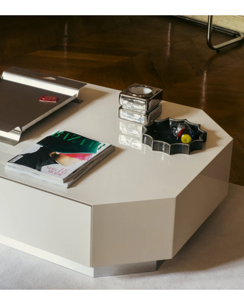 Table basse blanc crème bois laqué