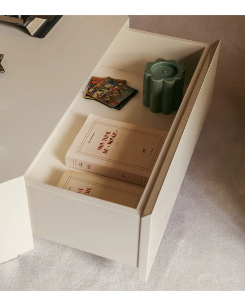 Table basse blanc crème bois laqué