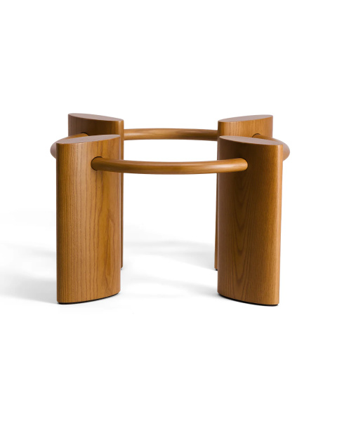 Table basse ronde verre et pieds finition iroko Table basse ronde verre et pieds finition iroko