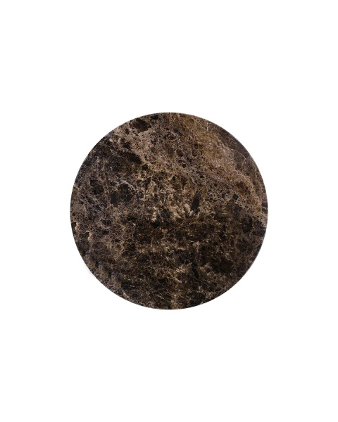 Table basse ronde marbre marron et pieds noirs
