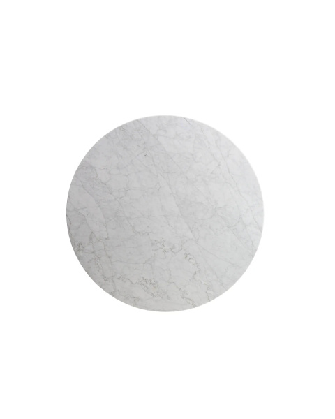 Table basse ronde marbre blanc et pieds blanc crème