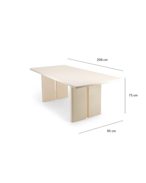 Table de salle à manger stratifié et laque blanc crème 6 places
