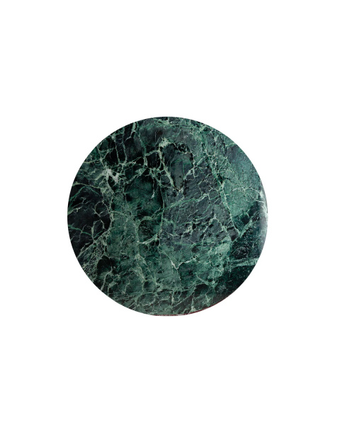 Green marble dining table with iroko finish legs for 4 people