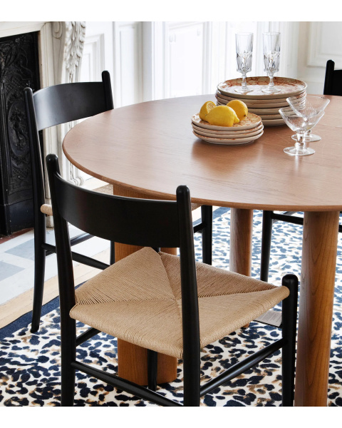 Ash dining table with iroko finish, oval, seats 4 Ash dining table with iroko finish, oval, seats 4