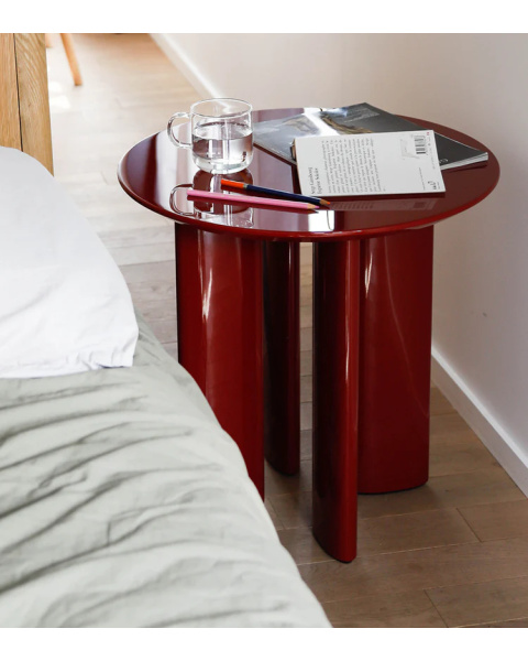 Burgundy side table in lacquered beech