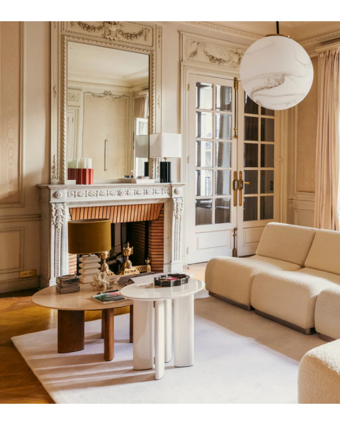 Cream white side table in lacquered beech Cream white side table in lacquered beech