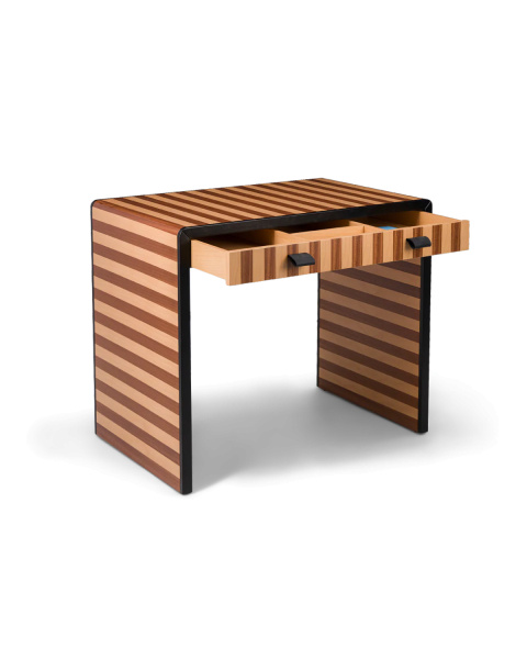 Striped mahogany and beech desk