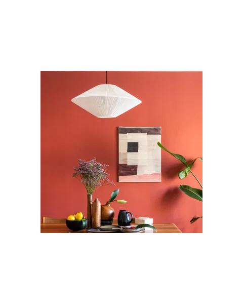 White pleated cotton pendant light