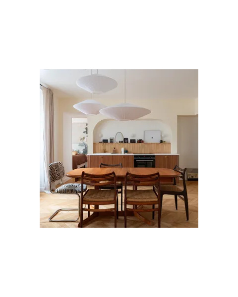 Grande suspension blanche coton plissé