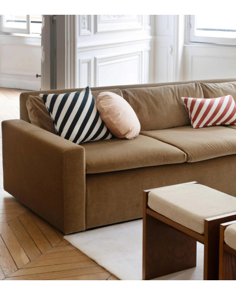 Dark green striped jacquard cushion - square