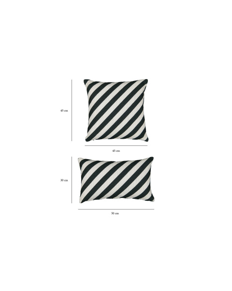 Dark green striped jacquard cushion - square