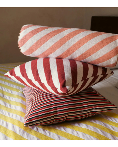 Coussin rayures brique tissu jacquard - carré