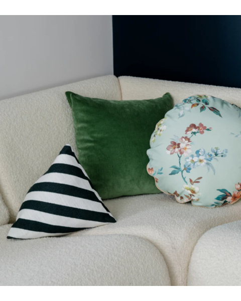 Coussin vert amande velours côtelé - carré
