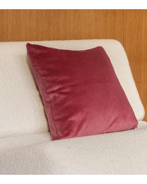 Coussin rose velours côtelé - carré