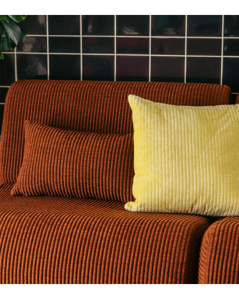 Coussin marron chenille côtelée - rectangle