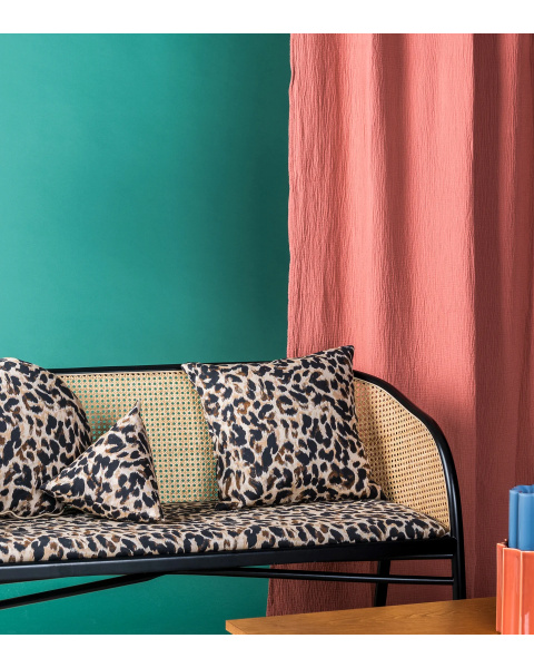 Leopard jacquard cotton cushion - square