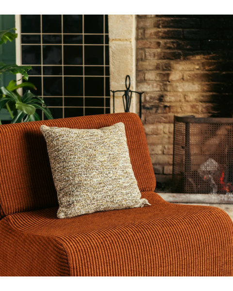 Coussin effet tweed marron et vert - carré
