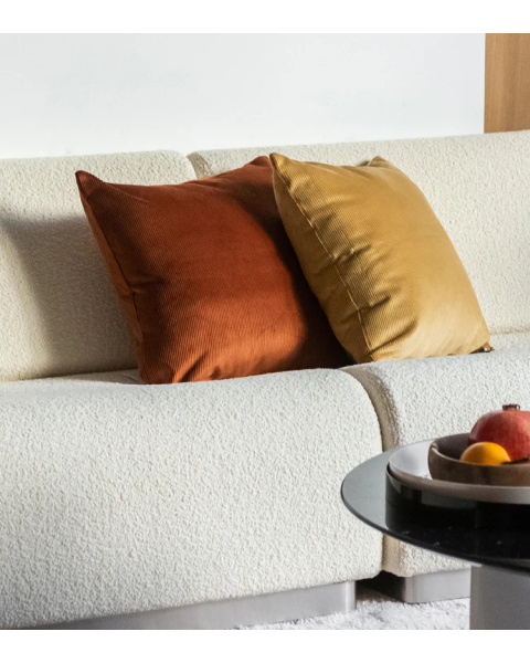 Coussin cognac velours côtelé - carré