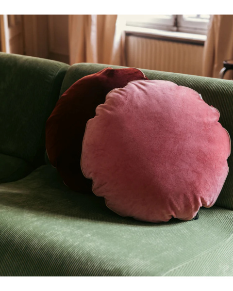 Coussin rond rose velours
