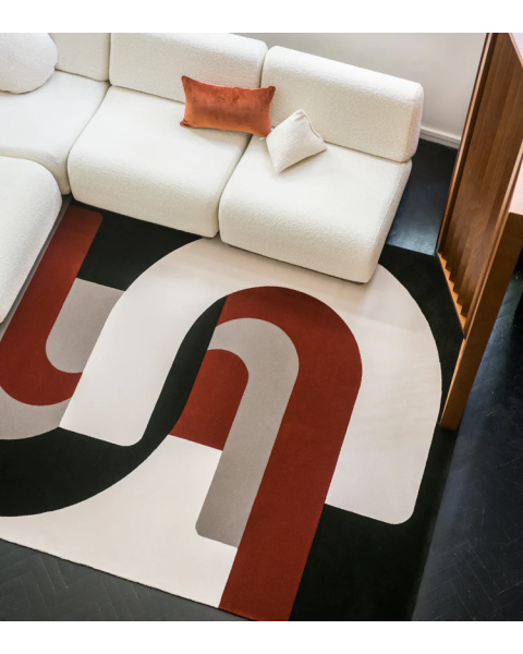 Tapis vert et brique laine - 150x200cm