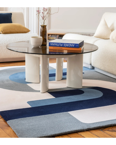 Tapis bleu et beige laine - 150x200cm