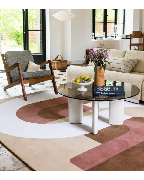 Tapis beige et rose laine - 150x200cm