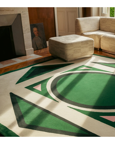 Tapis Medaglia vert et rose - 175 x 200 cm