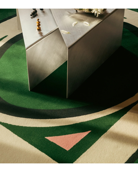 Tapis Medaglia vert et rose - 175 x 200 cm
