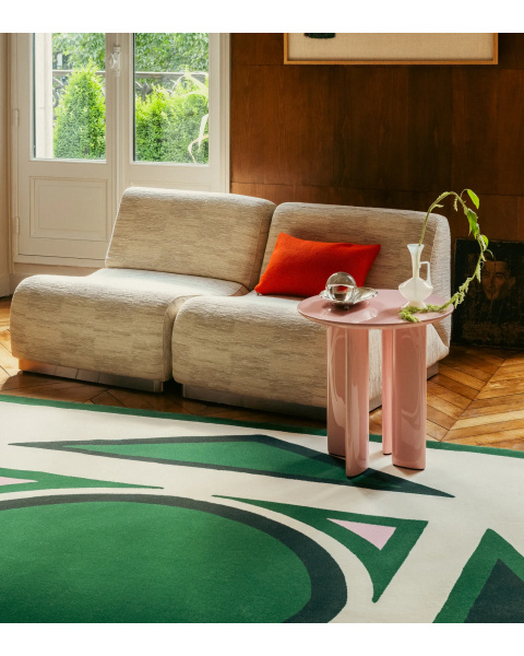 Tapis Medaglia vert et rose - 175 x 200 cm