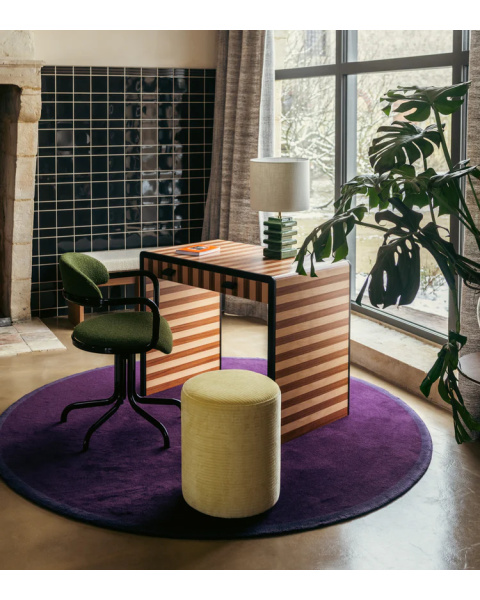 Tapis rond violet laine