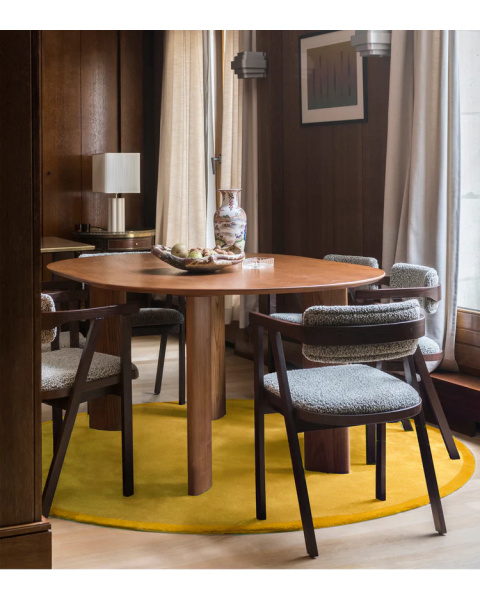 Tapis rond jaune laine
