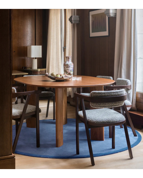 Tapis rond bleu laine